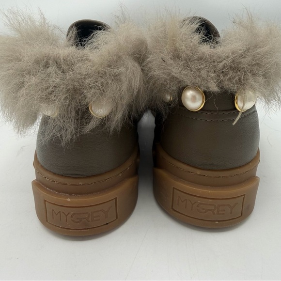 🔥RARE FIND!! My Grey Taupe Fur and Pearl Accent Sneakers - Picture 5 of 8